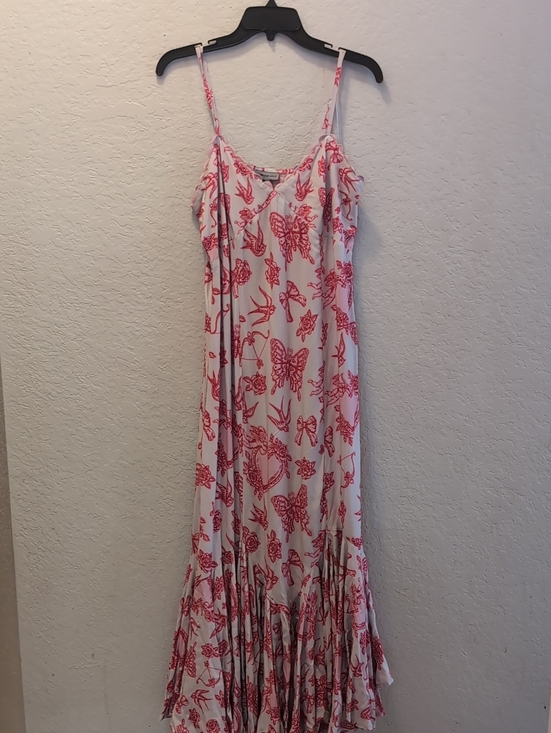 conditions apply Dresses & Skirts - Condition's Apply Ligh Gray / Pink Maxi Dress with Red Butterfly Print